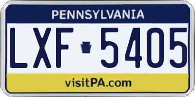PA license plate LXF5405