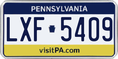 PA license plate LXF5409