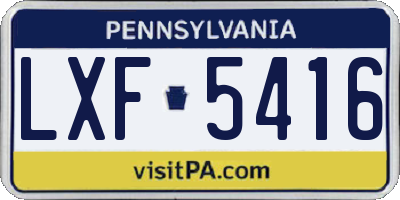 PA license plate LXF5416