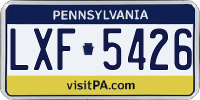 PA license plate LXF5426