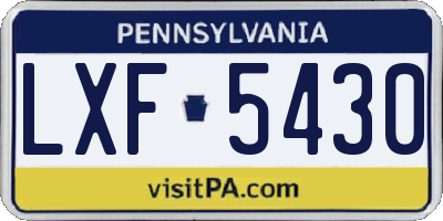PA license plate LXF5430