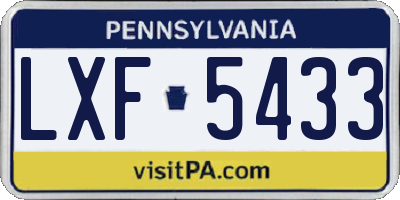 PA license plate LXF5433