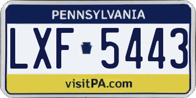PA license plate LXF5443