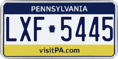 PA license plate LXF5445