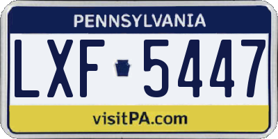 PA license plate LXF5447