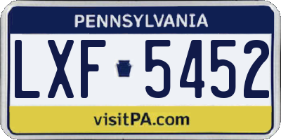 PA license plate LXF5452