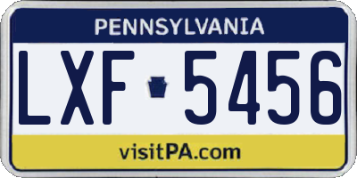 PA license plate LXF5456
