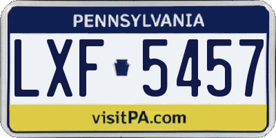 PA license plate LXF5457