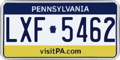 PA license plate LXF5462