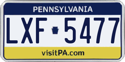 PA license plate LXF5477