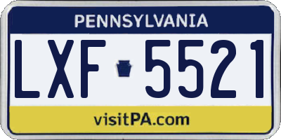 PA license plate LXF5521
