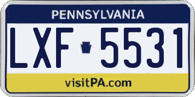 PA license plate LXF5531