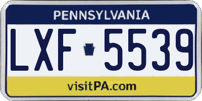 PA license plate LXF5539