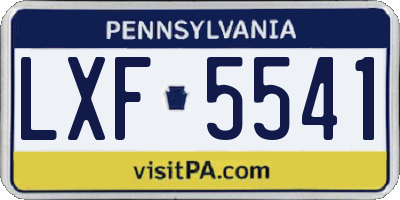 PA license plate LXF5541