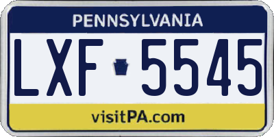 PA license plate LXF5545