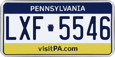 PA license plate LXF5546