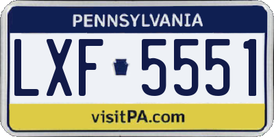 PA license plate LXF5551