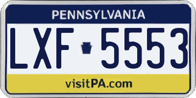 PA license plate LXF5553