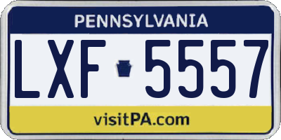 PA license plate LXF5557