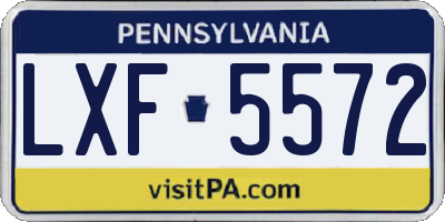 PA license plate LXF5572