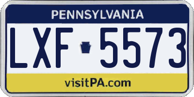 PA license plate LXF5573