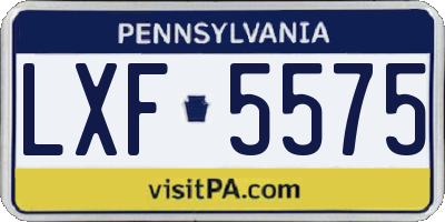 PA license plate LXF5575