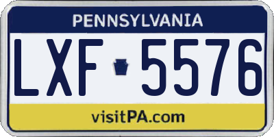 PA license plate LXF5576