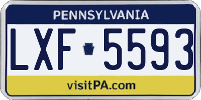 PA license plate LXF5593