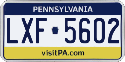 PA license plate LXF5602