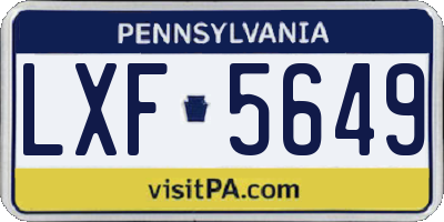PA license plate LXF5649