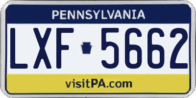 PA license plate LXF5662