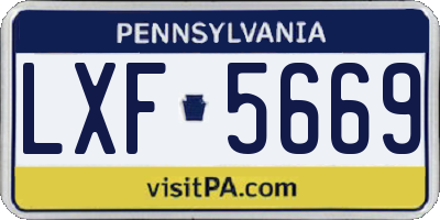 PA license plate LXF5669