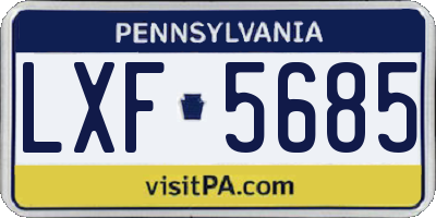 PA license plate LXF5685