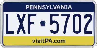 PA license plate LXF5702