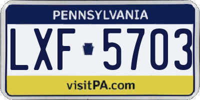 PA license plate LXF5703