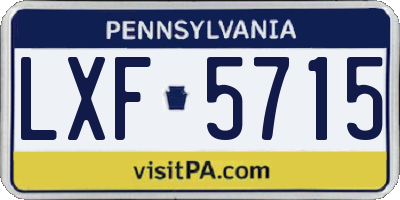 PA license plate LXF5715