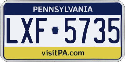 PA license plate LXF5735