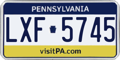 PA license plate LXF5745