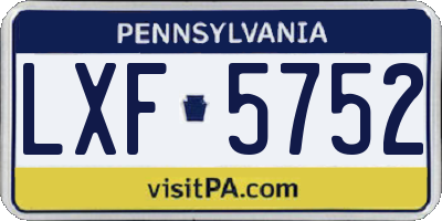 PA license plate LXF5752