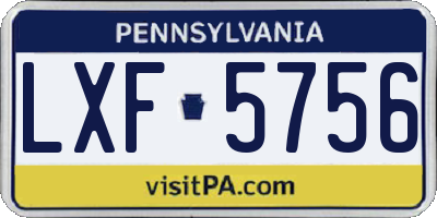 PA license plate LXF5756