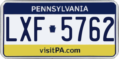PA license plate LXF5762