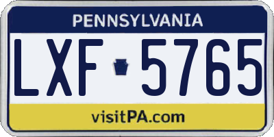 PA license plate LXF5765
