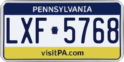 PA license plate LXF5768