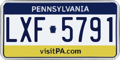 PA license plate LXF5791