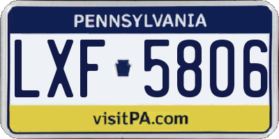 PA license plate LXF5806
