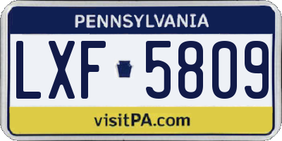 PA license plate LXF5809