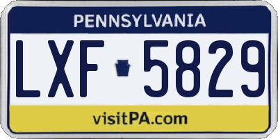PA license plate LXF5829