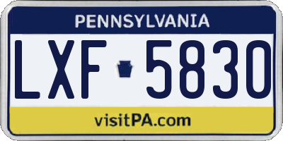 PA license plate LXF5830