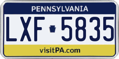 PA license plate LXF5835