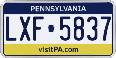 PA license plate LXF5837